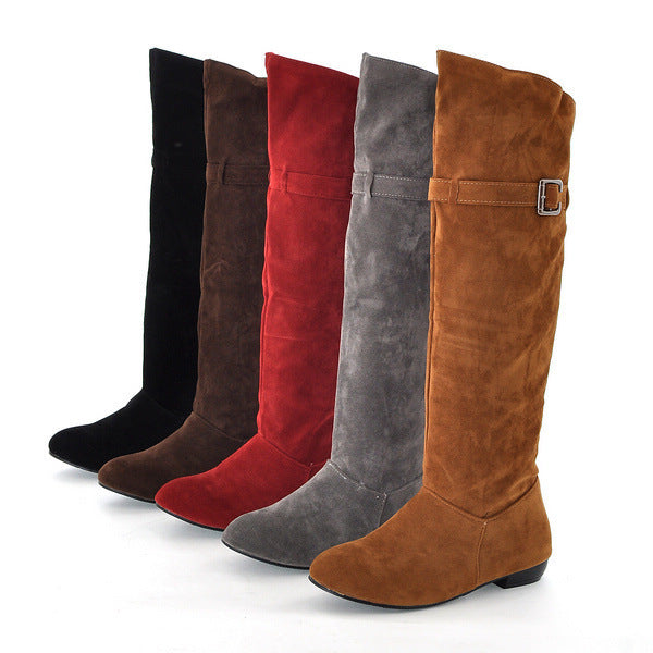 Bottes hautes en daim style ethnique chevalier chaussures pour femmes