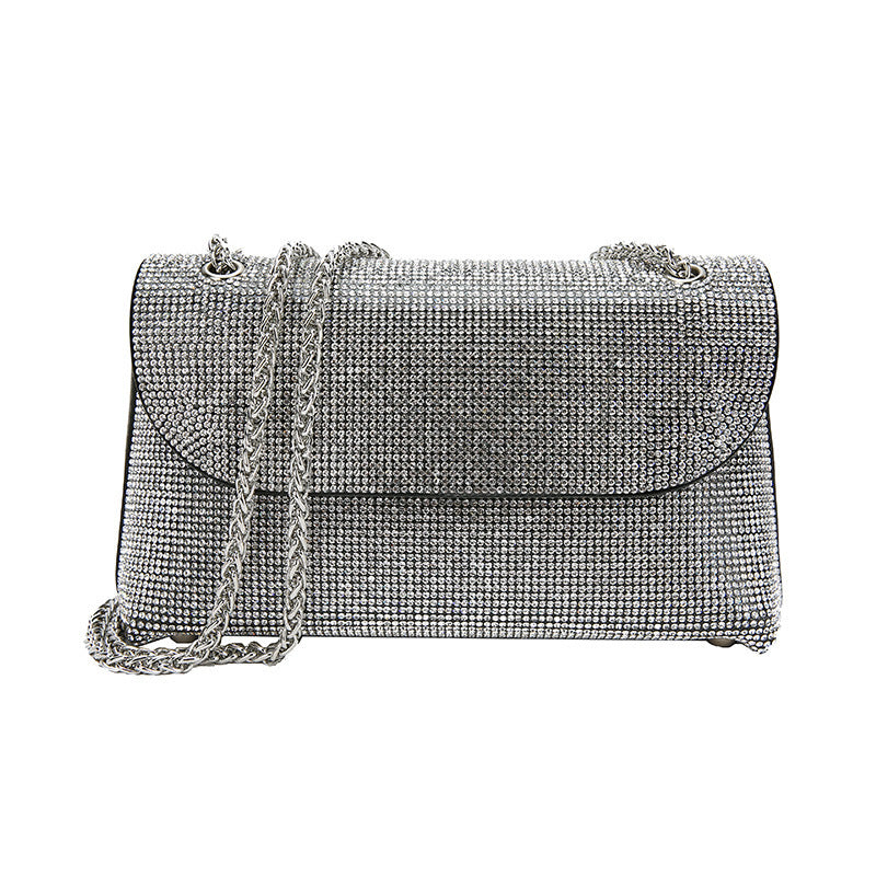 Bolso bandolera de moda para mujer con cadena nueva y popular de diamantes de color