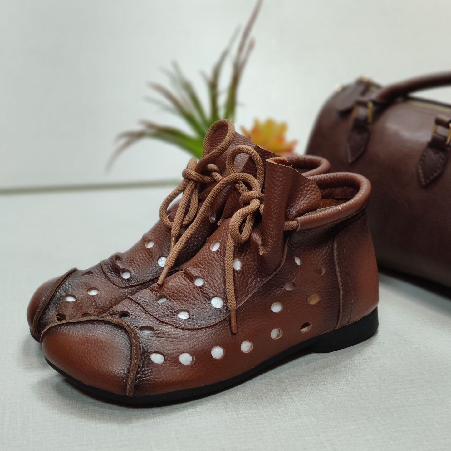 Versatile Casual Retro Women's Cool Boots With Soft Soles And Soft Surface Holes