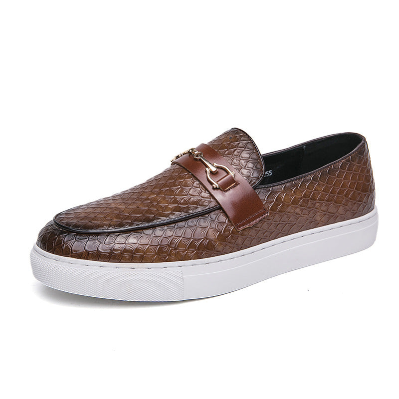 Mocasines con hebilla doble, zapatos de cuero estilo británico para negocios y estilo informal