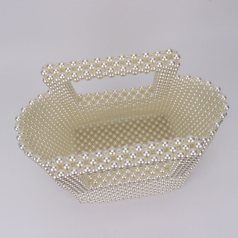 Pearl Frame Beaded White Tote Bag Frame