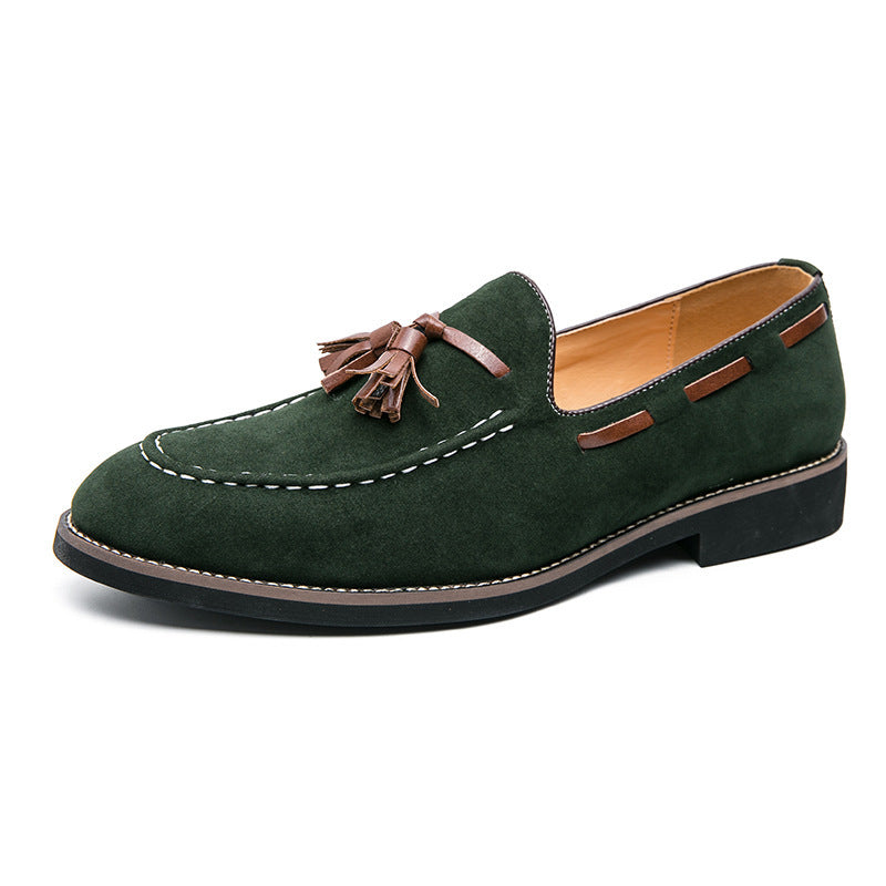 Zapatos de cuero con flecos, mocasines de gamuza sin cordones para hombre, talla grande