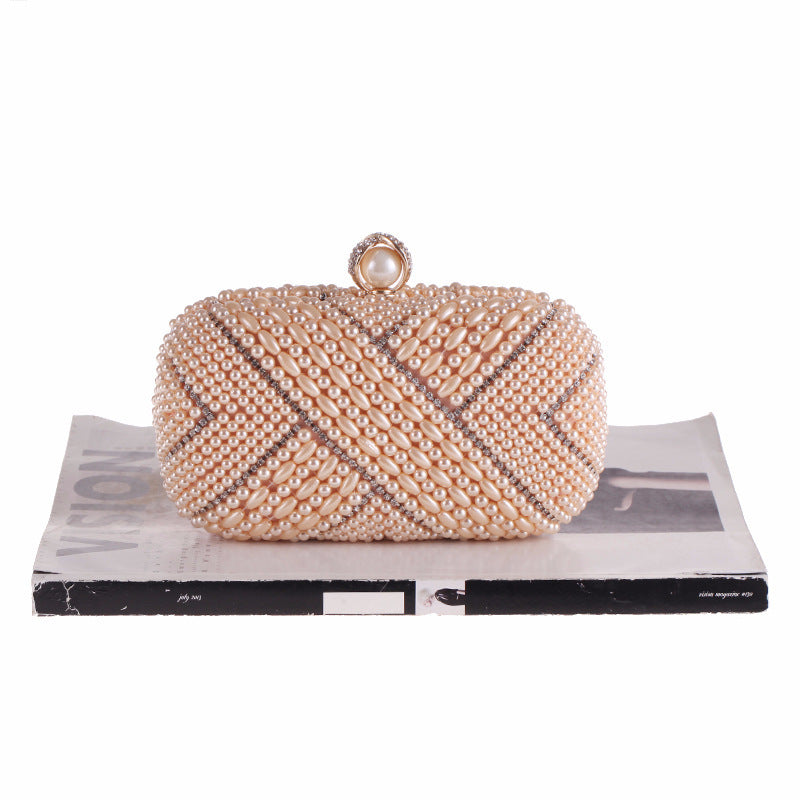 Women's Hand Holding Pearl Small Square Bag