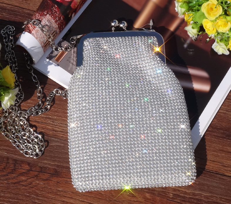 Bolso bandolera vertical sencillo con diamantes de imitación para mujer, combinable con todo