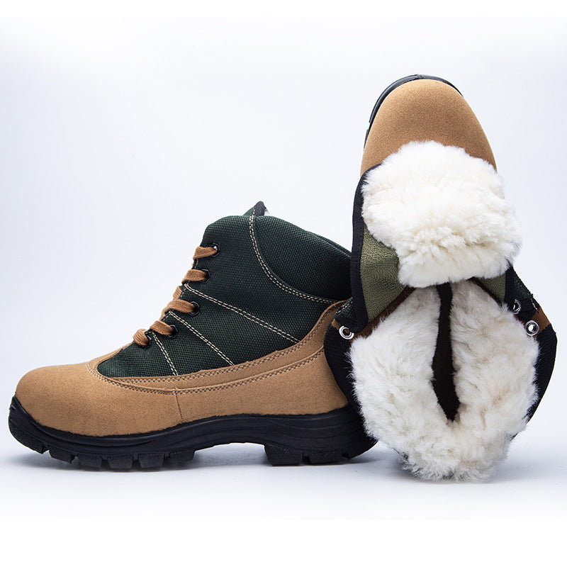 Botas de lana para hombre con forro polar y piel gruesa