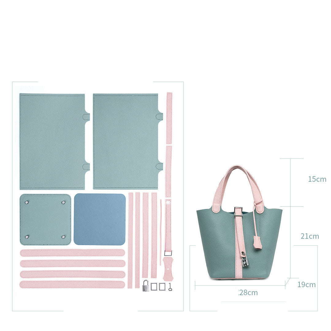 Hand Carry Soft Leather Large Capacity Handbag Diy Material