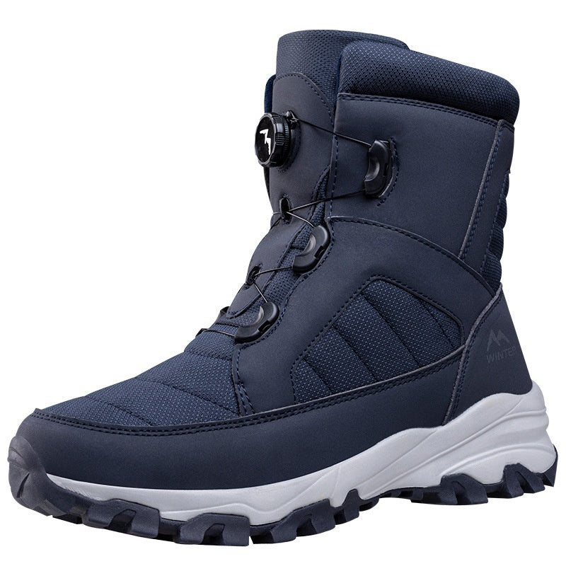 Botas de nieve con botones para hombre y forro polar grueso para mujer