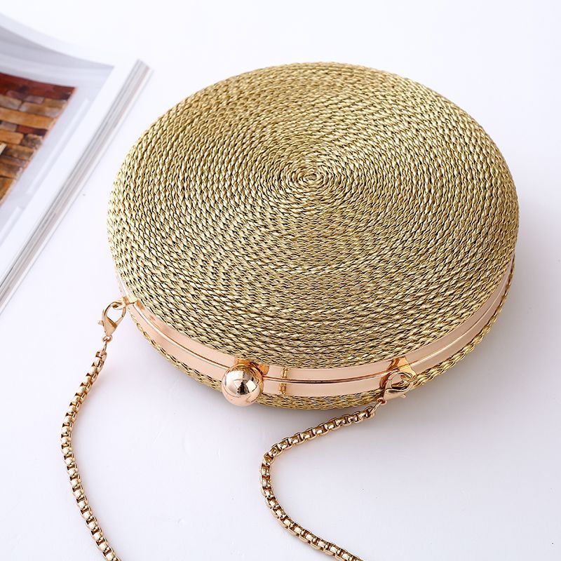 Ladies Fashion Personality PU Woven Round Bag