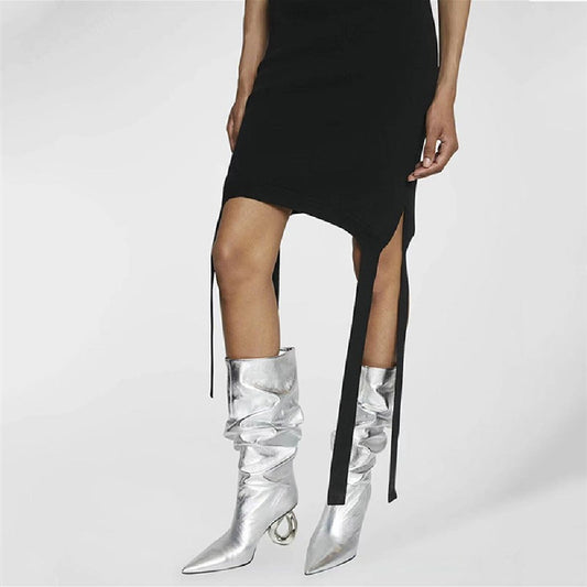 Heel Shaped Sexy Mid Length Boots