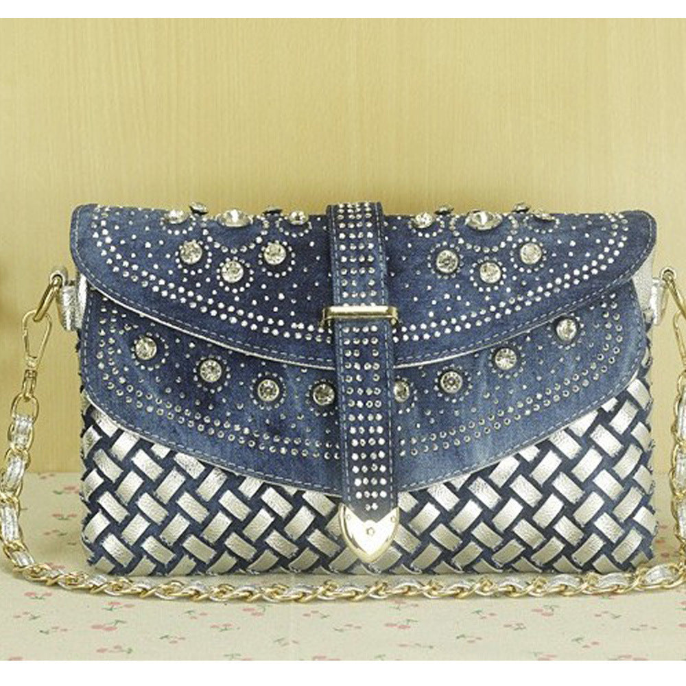 Diamond Denim One-shoulder Crossbody Bag