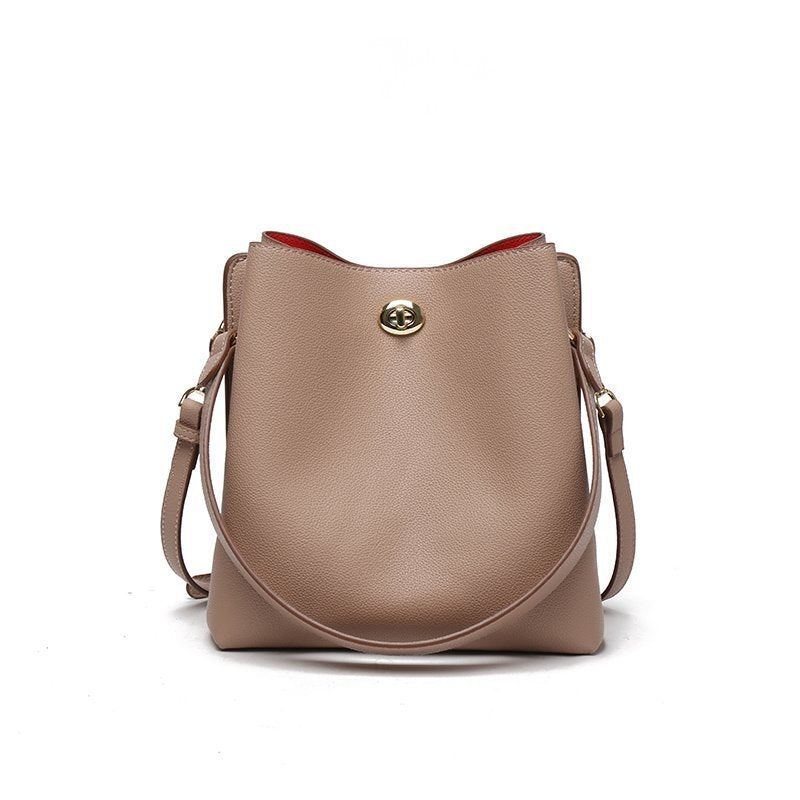 Solid Color Fashion Trend Ladies Messenger Bucket Bag