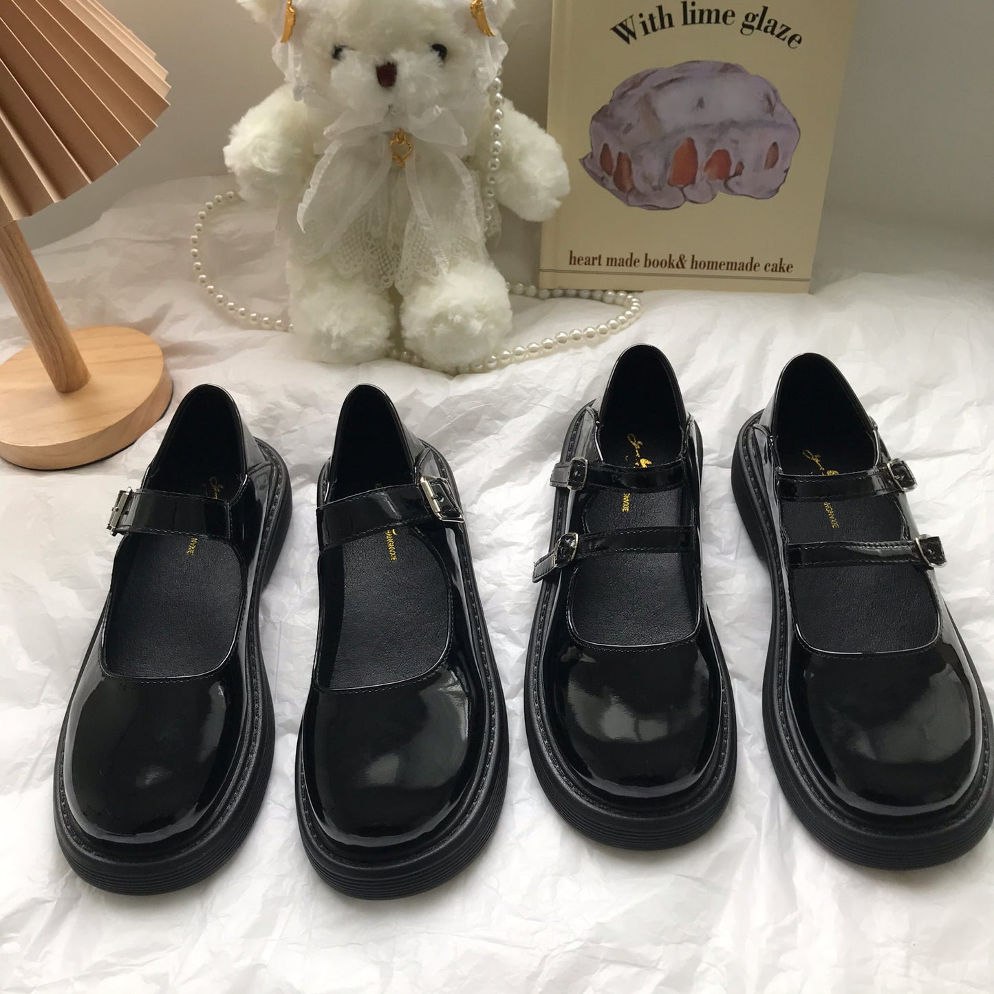 Chaussures en cuir noires rétro de style anglais pour femmes, ligne de fées avec Mary Jane