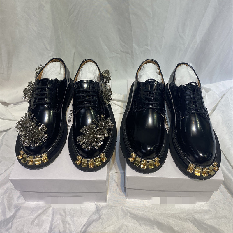 Flower Ladies Vintage Platform Leather Shoes