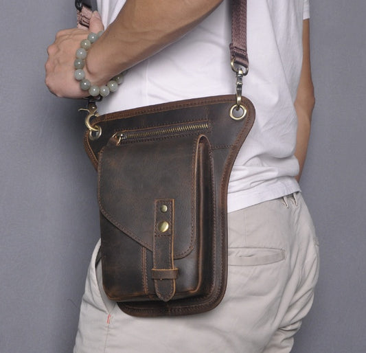 Bolso de pierna vintage para hombre con cámara para teléfono móvil, para exteriores, de 8 pulgadas