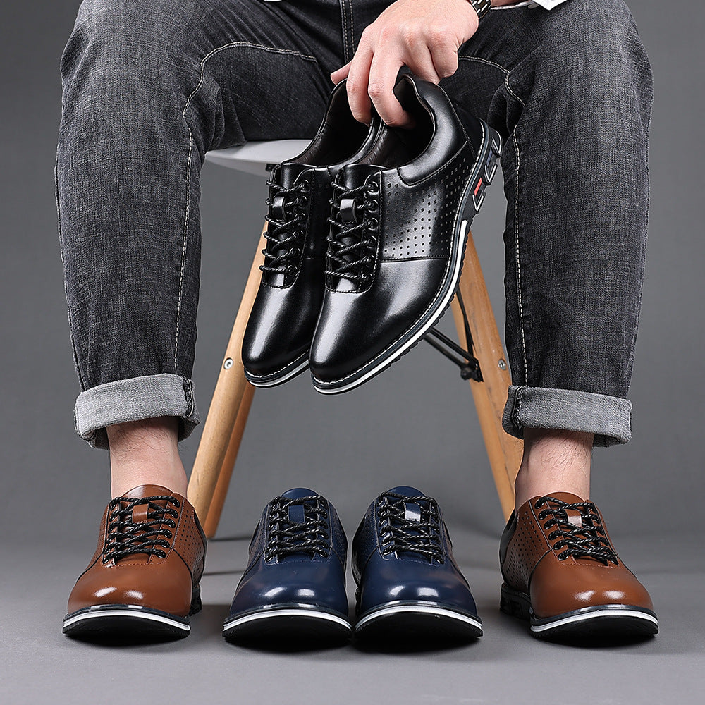 Plantilla que aumenta la altura, versátil, para hombre, nuevo estilo británico, zapatos casuales de cuero coreanos para otoño