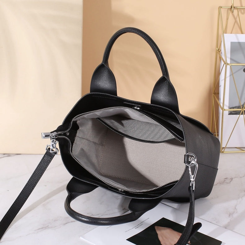 Sac fourre-tout en cuir avec couche de tête en cuir de vache pour femme, portable et simple