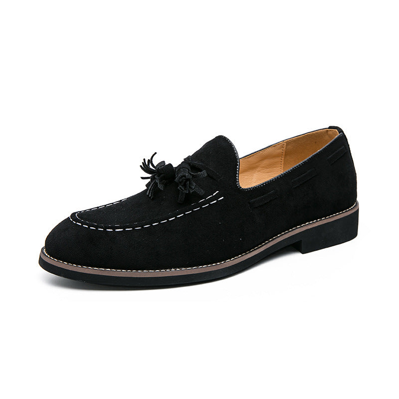 Fringed Leather Shoes Men's Plus Size Suede Slip On Loafers