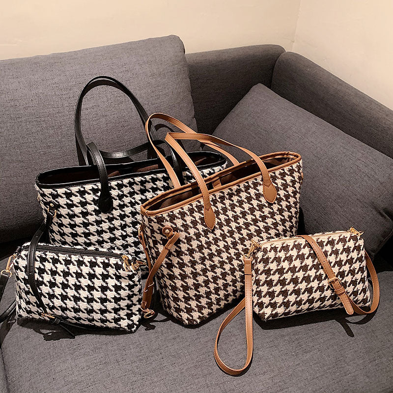 Sac populaire de grande capacité pour femme Tide Houndstooth