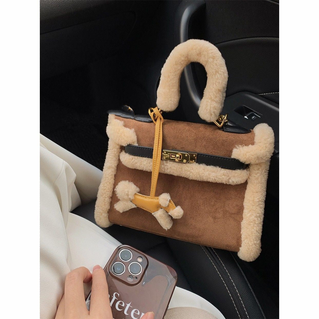 Real Lamb Fur Bag Crossbody One Shoulder