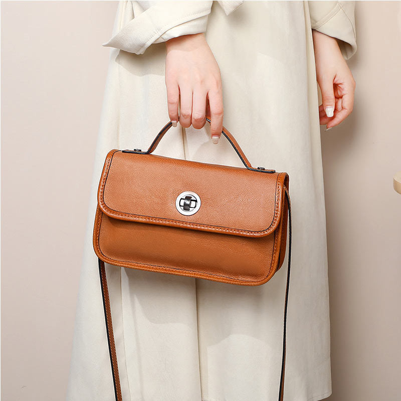 Handmade Leather Bag For Women With Vintage Cowhide Head