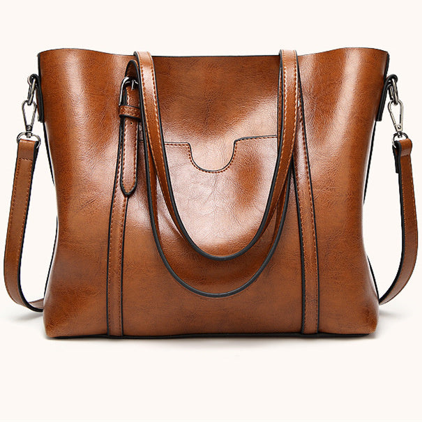 Large-capacity Soft Leather Bag Simple And Versatile