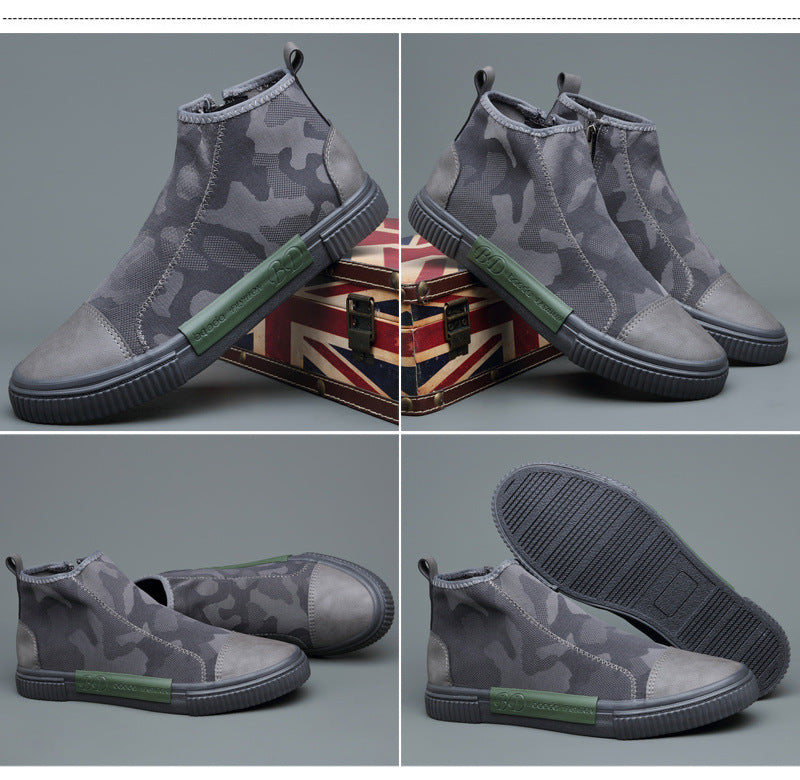 Men's High-top Canvas Slip-on Lazy Camouflage Trend Versatile Breathable Casual Shoes