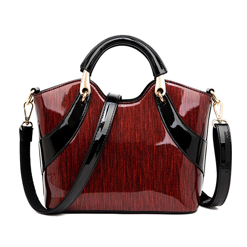 Fashion Patent Leather Sequined One-shoulder Messenger Handbag