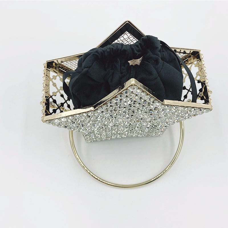 Hand-held Diamond-studded Star Dinner Clutch