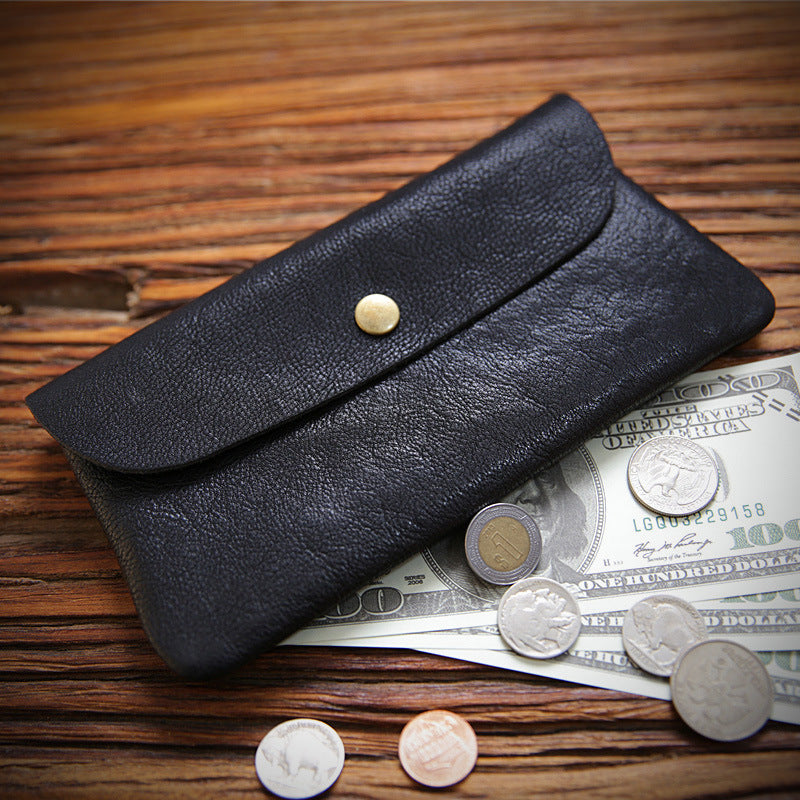 Retro Handmade Long Wallet Men's Ultra-thin First Layer Cowhide Wallet