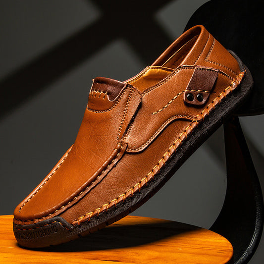 Zapatos planos de cuero hechos a mano para exteriores para hombres